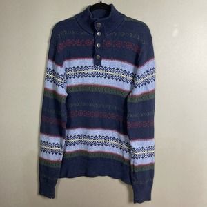 Tommy Hilfiger sweater men's extra large Fair Isle Cotton Camel hair blend blue